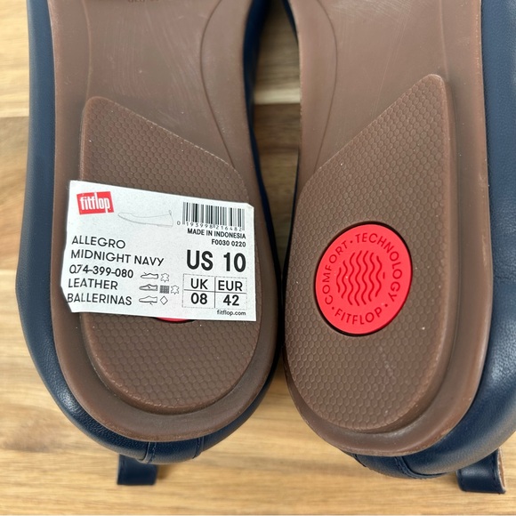 NEW FitFlop Allegro Midnight Navy Leather Ballerina Flats Size 10 - Picture 9 of 12